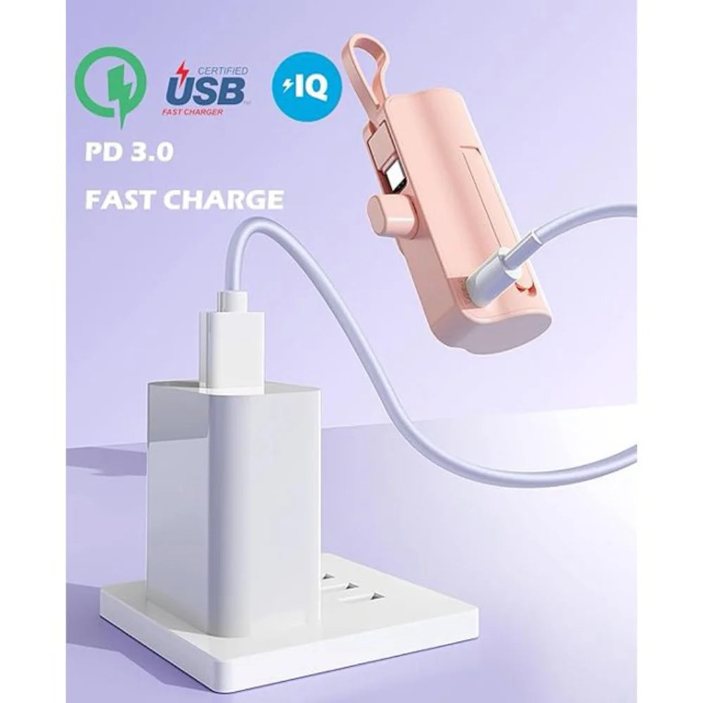 Mini Power Bank,Capsule Power Phone Charger 5500Mah,Portable Charger with Dual USB-C Ports for Iphone 15/15 Plus/15 Pro/15 Pro Max/Android Phone/Samsung/Moto/Lg Etc (Pink)
